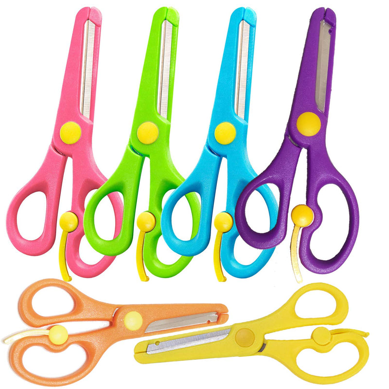  [AUSTRALIA] - 6Pcs Preschool Training Scissors, Children Safety Scissors Pre-School Training Scissors Safety Scissors Art Craft Scissors，Assorted Colors(6 colors)