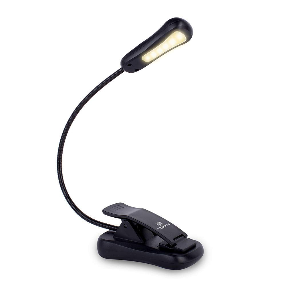  [AUSTRALIA] - Vekkia 3000K Warm LED Lightweight Book Light Rechargeable-Book-Light-Reading in Bed at Night,3 Brightness ,Reading-Light Easy Clip on, Great Gift for Readers & Kids Black