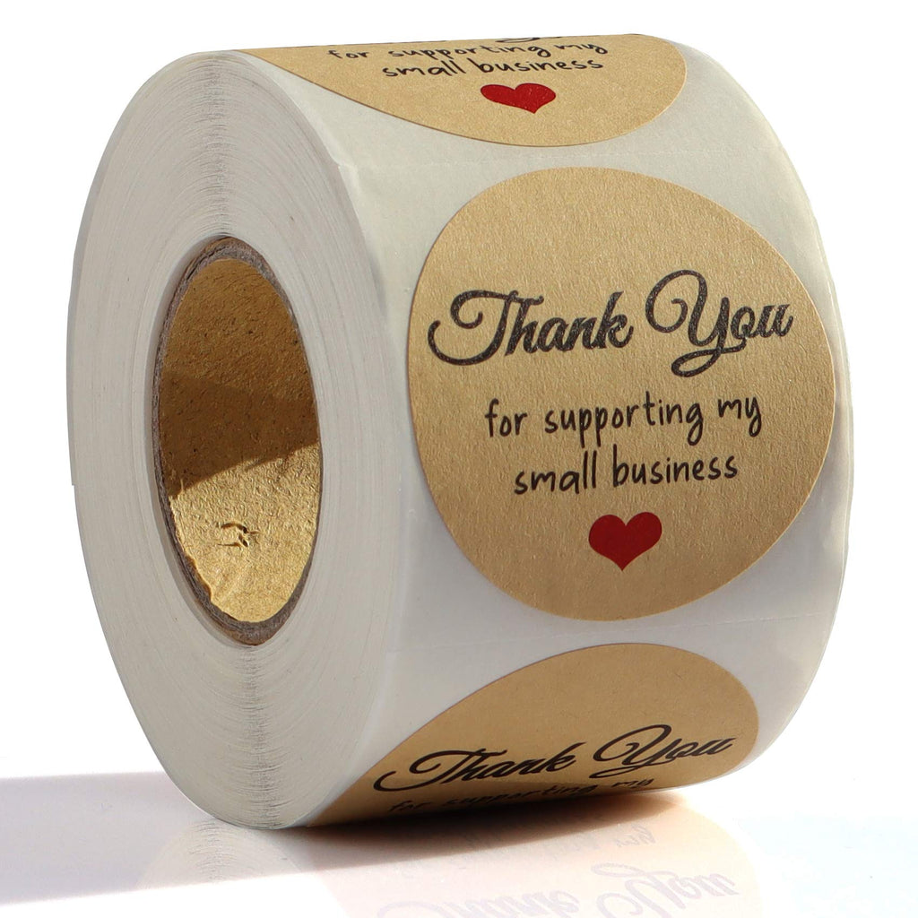 2" Kraft Thank You for Supporting My Small Business Stickers /500 Labels Per Roll, Thank You Sticker Roll Boutique Supplies for Business Packaging & Gifts (Brown-2inch) Brown-2inch - LeoForward Australia