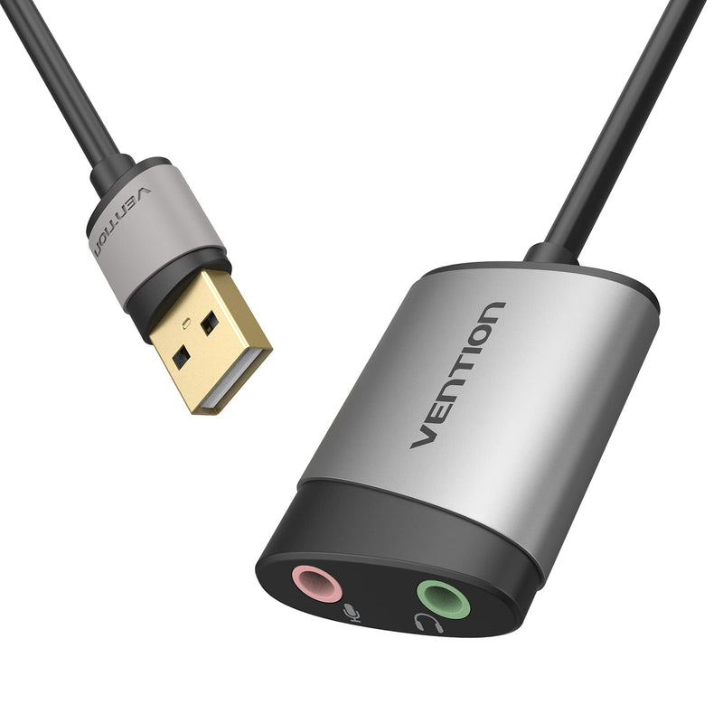  [AUSTRALIA] - USB Sound Card, VENTION USB Audio Adapter Stereo External Sound Card with 3.5mm Headphone and Microphone Jack for Windows, MAC, Linux, PC,Laptop, Desktops,PS5