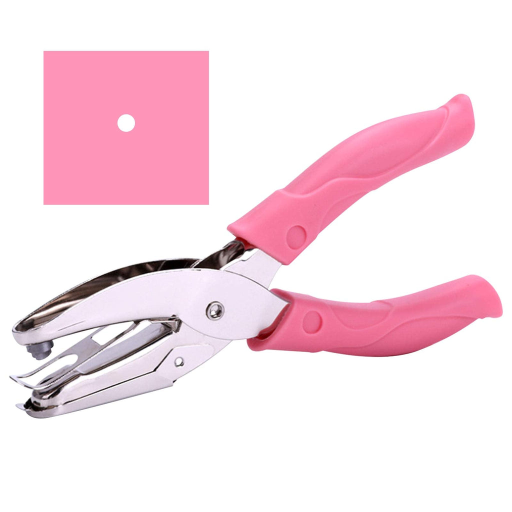  [AUSTRALIA] - 1 Pack 6.3 Inch Length 1/16 Inch Diameter of Circle Hole Handheld Single Paper Hole Punch, Puncher with Pink Soft Thick Leather Cover (Small Circle 1/16 inch)