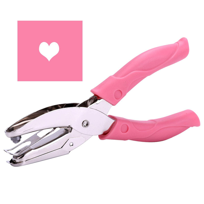  [AUSTRALIA] - 1 Pack 6.3 Inch Length 1/4 Inch Diameter of Heart Shape Hole Handheld Single Paper Hole Punch, Puncher with Pink Soft Thick Leather Cover(Heart 1/4 inch)