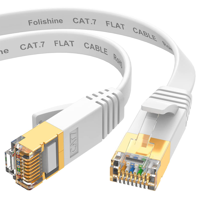  [AUSTRALIA] - Folishine Ethernet Cable 15 ft, Cat7 High Speed Ethernet Cable, Flat LAN Patch Cords with STP RJ45 Connectors for Router, Modem, Faster Than Cat5e/Cat5/Cat6/Cat6e 15ft