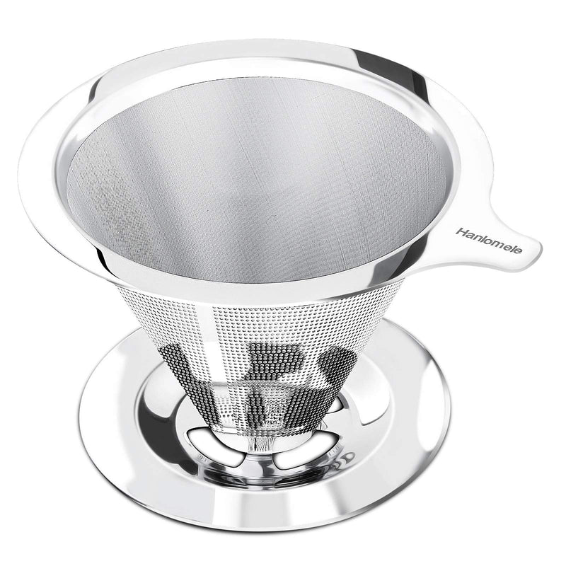  [AUSTRALIA] - Hanlomele Pour Over Coffee Filter, Paperless Reusable Coffee Filter, Pour Over Coffee Maker for Single Cup Brew, Double Mesh Design of Stainless Steel Cone Filter for Perfect Extraction.