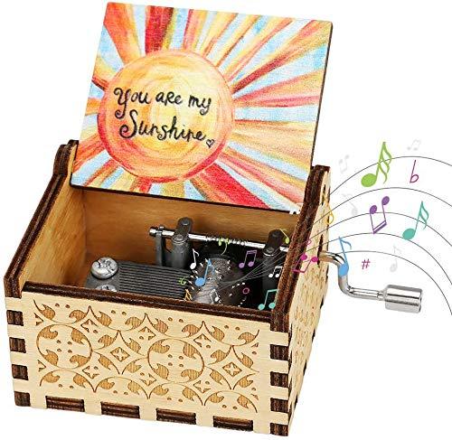 [AUSTRALIA] - Number-One Wooden Hand Crank Music Box, You are My Sunshine Classical Music Box Antique Carved Musical Box Best Gift for Birthday Christmas Valentine's Day