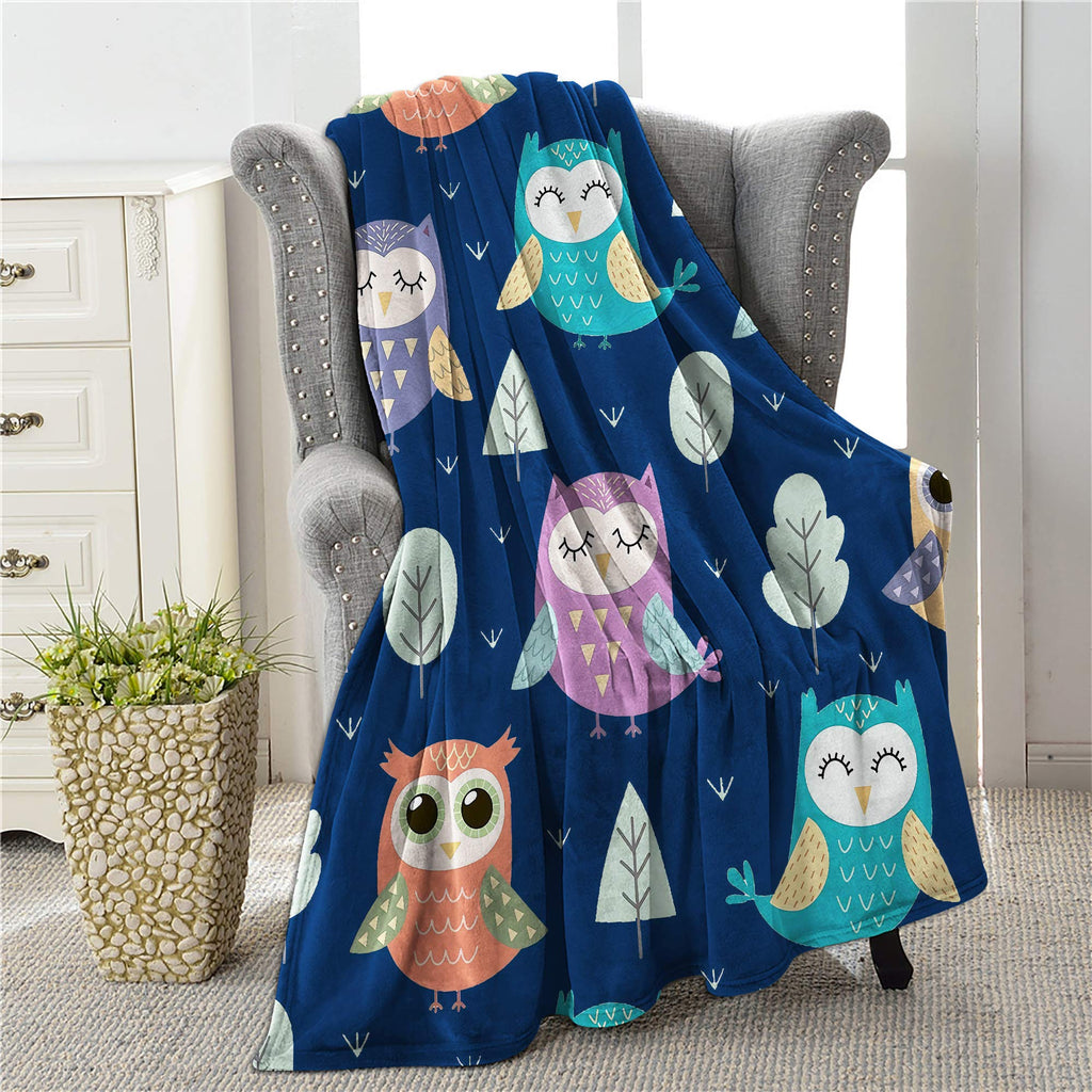  [AUSTRALIA] - Colla Cute Owls Throw Blankets for Boys Girls Gift, Lightweight Soft & Fuzzy Flannel Plush Kids Decorative Throw Blankets for Couch Bed Sofa Travel 50"X40" 50"x40" Owl