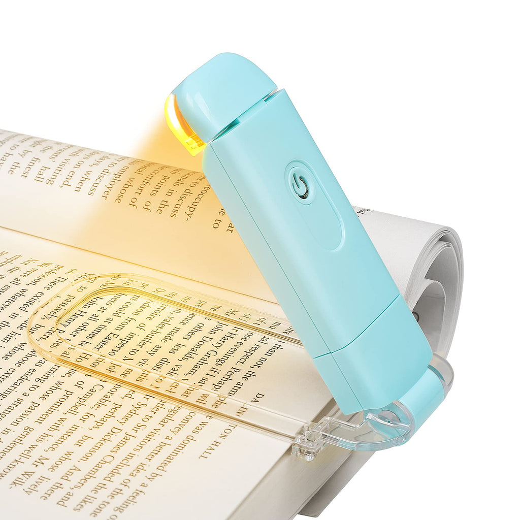  [AUSTRALIA] - DEWENWILS USB Rechargeable Book Reading Light, Amber Glow, Blue Light Blocking, Brightness Adjustable for Eye-Protection, LED Clip on Book Lights, Portable Bookmark Light for Reading in Bed, Blue