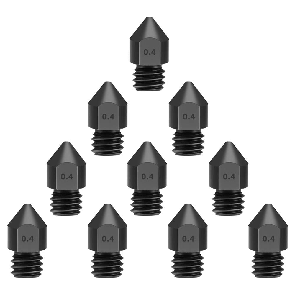  [AUSTRALIA] - 3D Printer Nozzles, Cooyeah 10Pcs Hardened Steel Tool High Temperature Pointed Wear Resistant MK8 Nozzles 0.4 mm/ 1.75 mm Creality CR-10 All Metal Hotend, for Ender 3/ Ender3 pro, Prusa i3