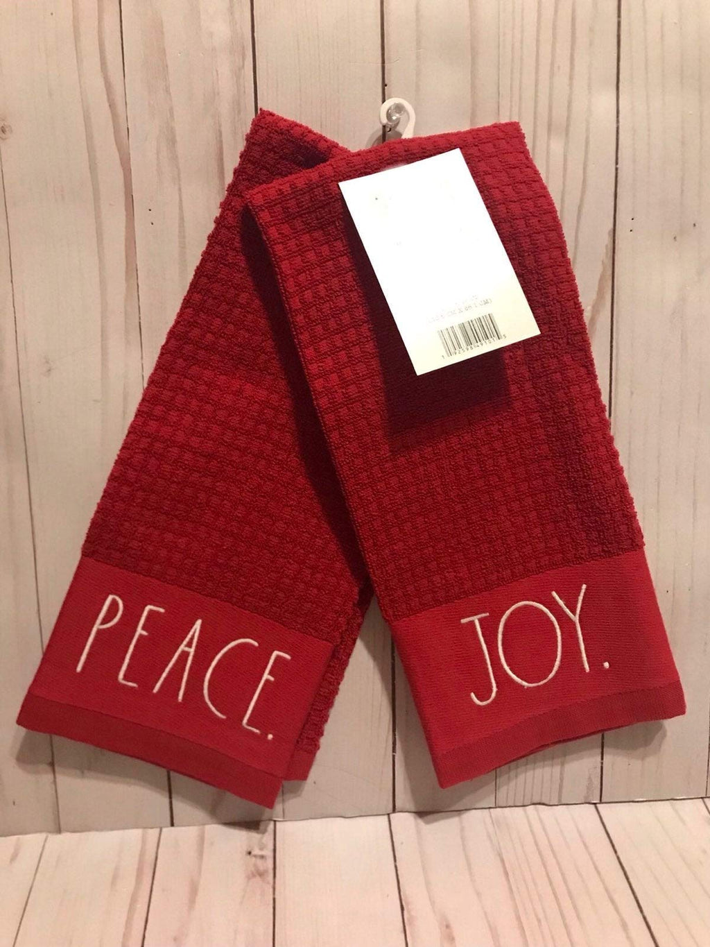  [AUSTRALIA] - Rae Dunn Set of Two Kitchen Towels Holiday Joy and Peace Red