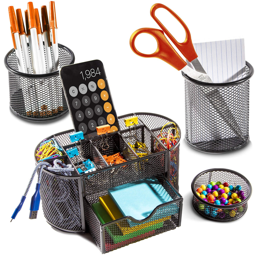 MHE Desk Organizer Set for Home, School, Office, Dorm-Room, Classroom. Multifunctional 4 Piece Set. Compact no Assembly Needed. - LeoForward Australia