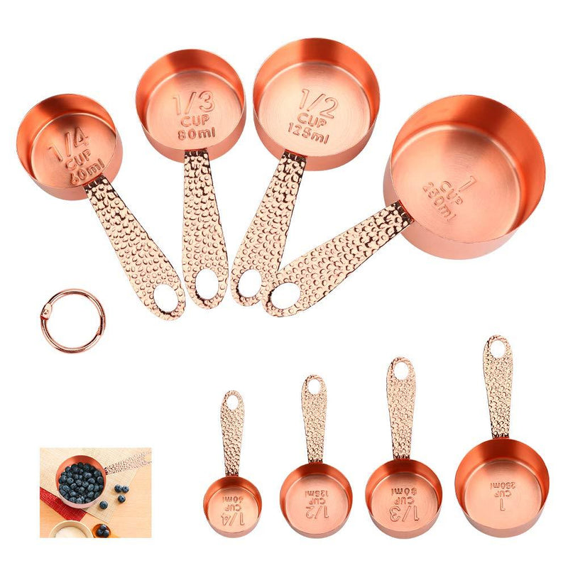  [AUSTRALIA] - Number-one Copper Stainless Steel Measuring Cups Sets, Rose Gold Set of 4 Stackable Measuring Cups with Measurements Scale, Kitchen Measuring Cups Set for Wet/Dry Ingredients