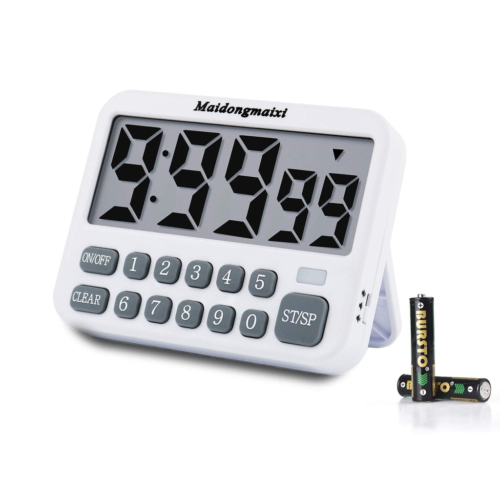  [AUSTRALIA] - maidongmaixi Kitchen Timer, Digital Kitchen Timers, Magnetic Countdown Timer with Loud Alarm, Big Digits, Back Stand for Cooking, Classroom, Bathroom, Teachers, Kids - AAA Battery Included (White-316) White-316