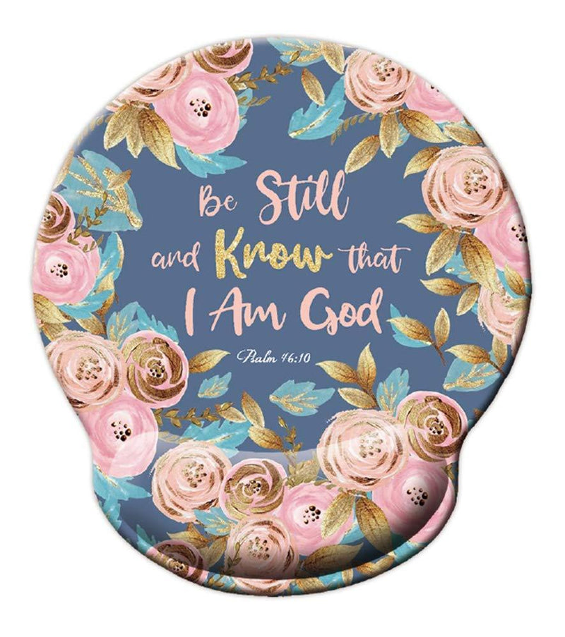 Bible Quote Mouse pad, Be Still and Know That I am God - Psalm 46:10 Mousepad, Watercolor Floral Mousepad with Wrist Support, Cute Wrist Pad for Computer, Laptop, Home Office Gaming, Working - LeoForward Australia