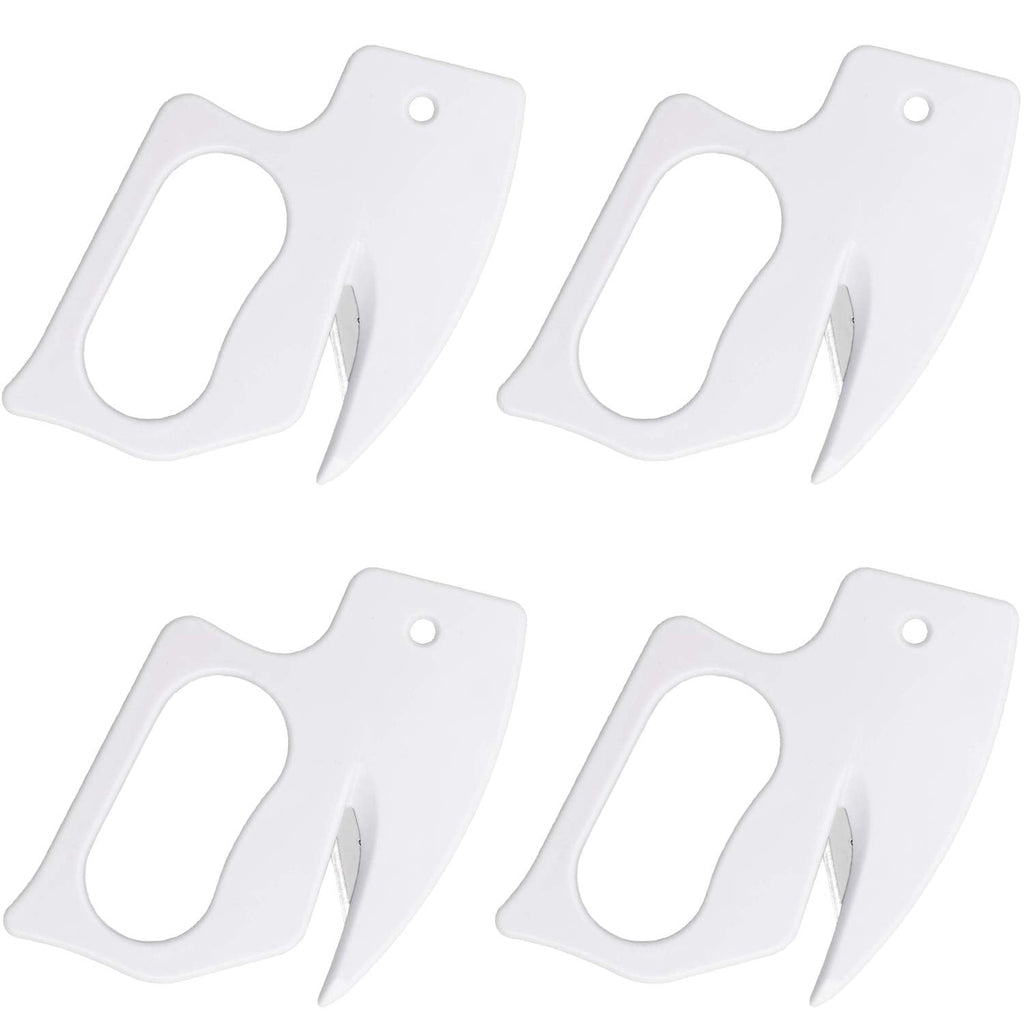  [AUSTRALIA] - AUEAR, 4 Pcs Letter Openers Envelope Slitters Paper Cutter Plastic Mail Razor with Blade for Home Office Package Women Men White