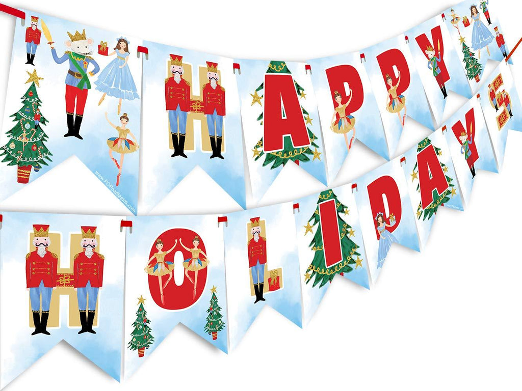  [AUSTRALIA] - Nutcracker Happy Holidays Banner - Nutcracker Party Supplies - Nutcracker Party Decorations - Christmas Party Decoration - Holiday Party Supplies- HH Light