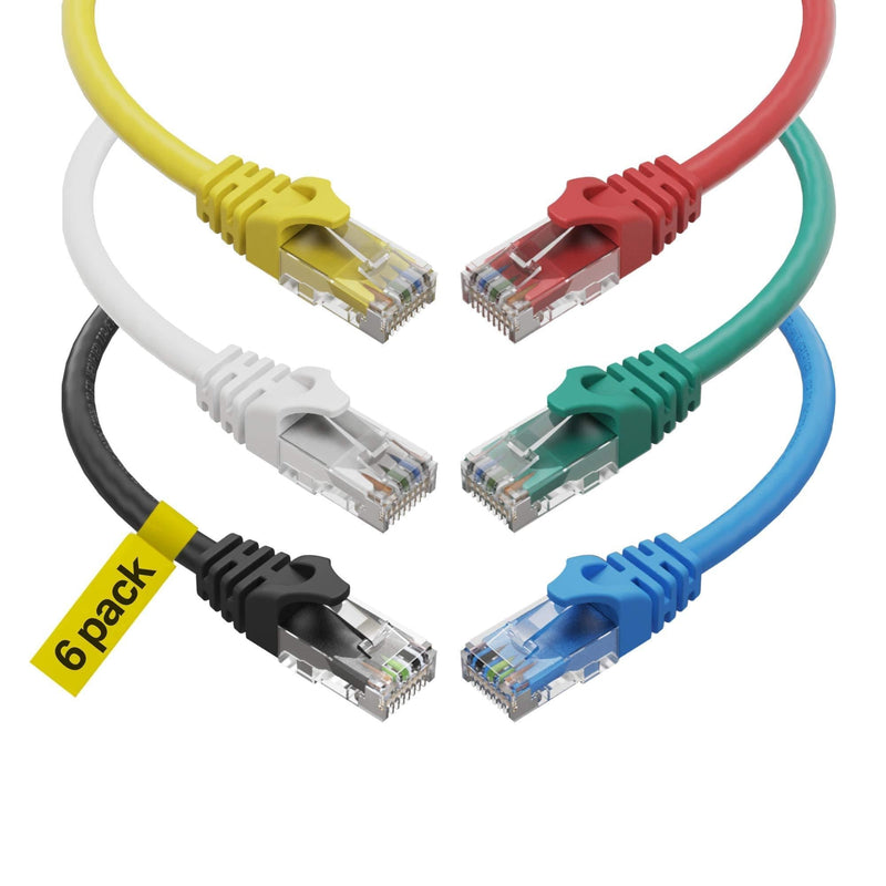 Cat6 Ethernet Cable, 10 Feet (6 Pack) LAN, utp Cat 6, RJ45, Network Cord, Patch, Internet Cable - 10 ft 10 feet (6 pack) - LeoForward Australia