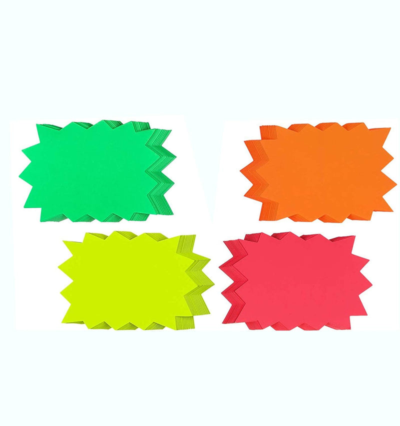  [AUSTRALIA] - 40 Pieces Star Burst Signs Fluorescent Neon Paper for Retail Store, Paper Display Signs for Store,4 Bright Colors (4.1 x 5.5 Inches)