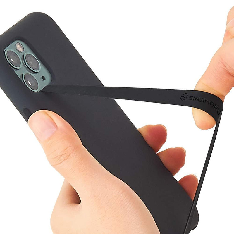 Sinjimoru Silicone Stretching Strap as Phone Grip Holder, Slim Grip Tape for iPhone Case, Secure Phone Strap as Cell Phone Holder. Sinji Loop, Black - LeoForward Australia