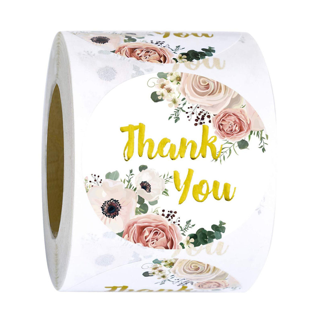 WRAPAHOLIC Thank You Stickers Labels Roll - Elegant Boho Floral Design Stickers Perfect for Wedding, Party, Graduation Decorations and Craft - 2 x 2 Inch 500 Total Labels Thank You - Floral - LeoForward Australia