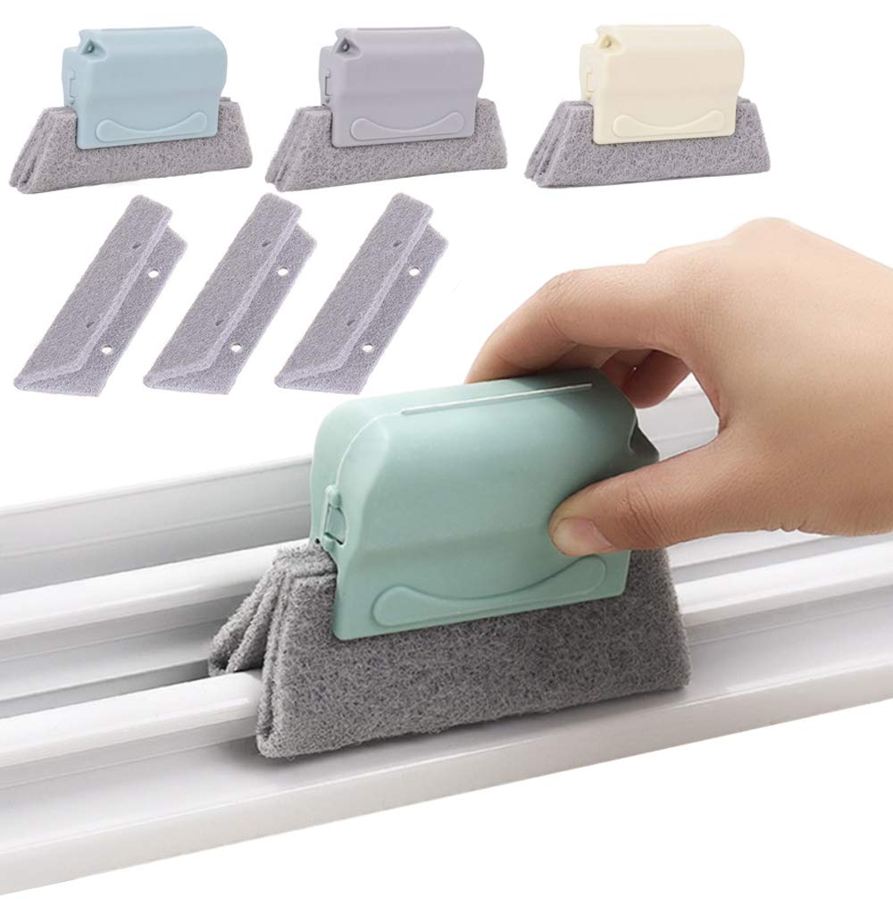  [AUSTRALIA] - JoinHome 3 Pack Creative Window Groove Cleaning Brush, Hand-held Crevice Cleaner Tools, Fixed Brush Head Design Scouring Pad Material for Door, Window Slides and Gaps
