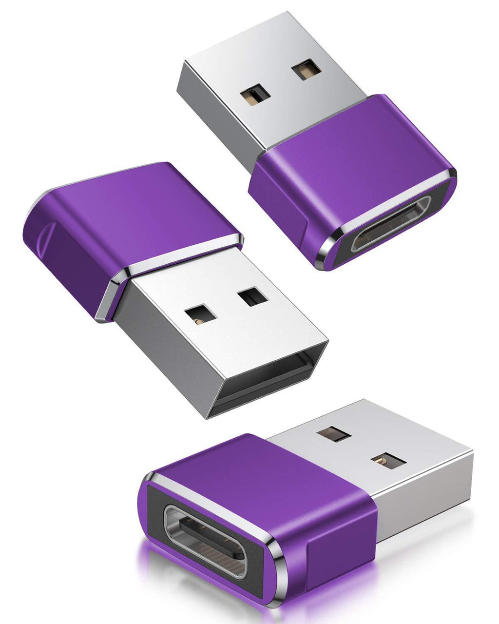 USB C Female to USB Male Adapter (3 Pack),Type C to USB A Charger Cable Adapter for iPhone 11 12 Mini Pro Max,Airpods iPad,Samsung Galaxy Note 10 20 S20 Plus S20+ 20+ Ultra,Microsoft Surface Duo PURPLE - LeoForward Australia