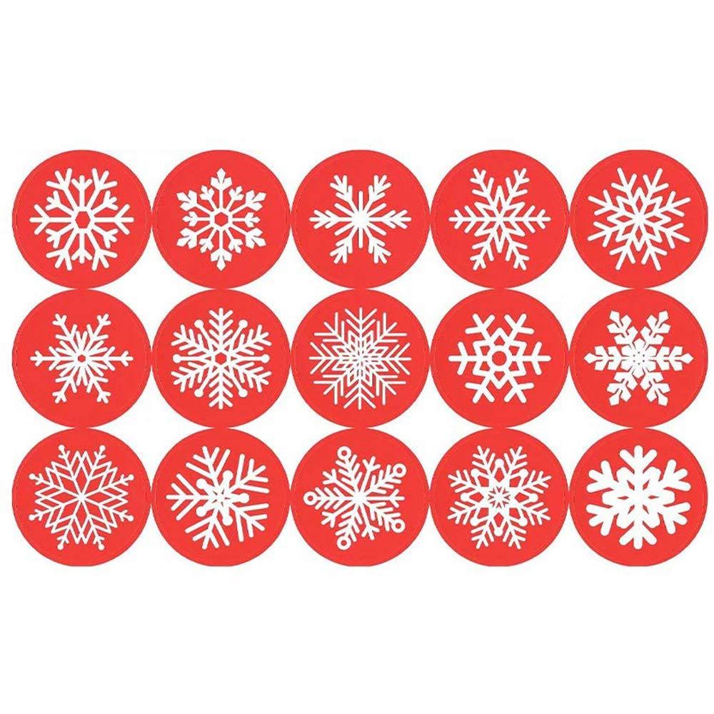  [AUSTRALIA] - 450 Pieces 1.5 Inch Round Circle Red Snowflakes Label Christmas Stickers Candy Cookie Bag Envelope Bag Seals Decorations Party Supplies by Baryuefull
