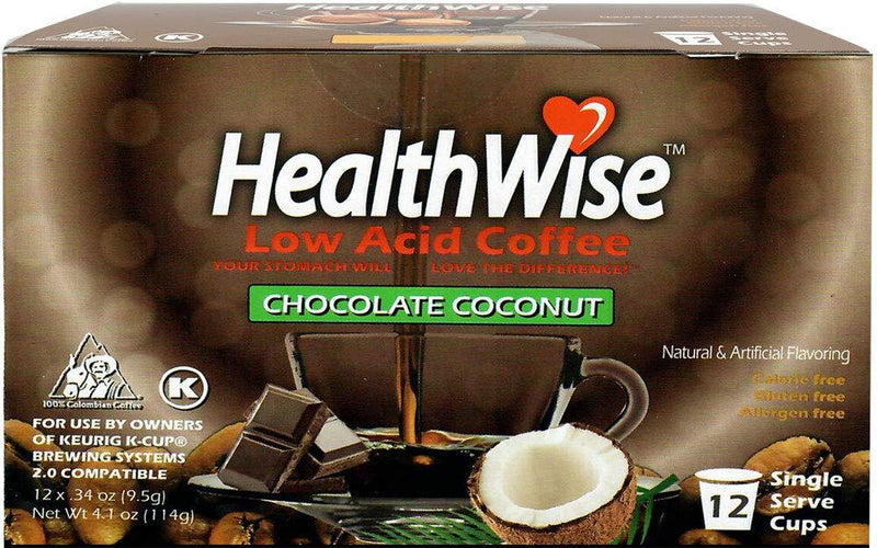  [AUSTRALIA] - HealthWise Low Acid 100% Colombian Chocolate Coconut Kcups, 12 count