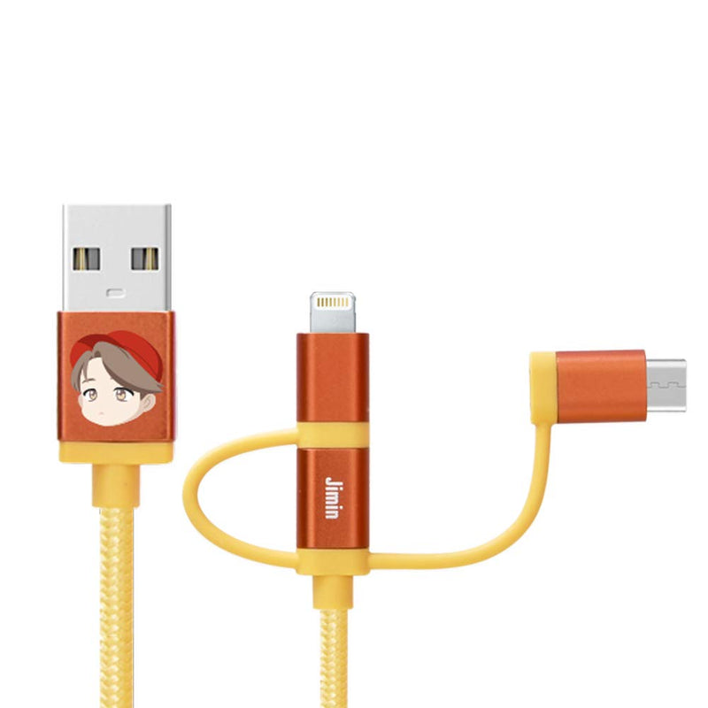  [AUSTRALIA] - BTS Character Cables TinyTAN 3in1 Cable_Jimin (USB-A to USB-C, Micro USB, MFI Certified Cable) Compatible with Android, Galaxy Series, iPhone Series Type 3in1 Cable_JIMIN