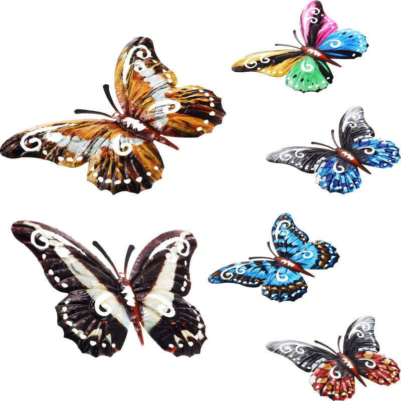  [AUSTRALIA] - 6 Pieces Metal Butterfly Wall Art Decor Butterfly Hanging Wall Decor Colorful Garden Wall Sculptures for Bedroom Living Room Office Garden Indoor Outdoor Boho Home Decor