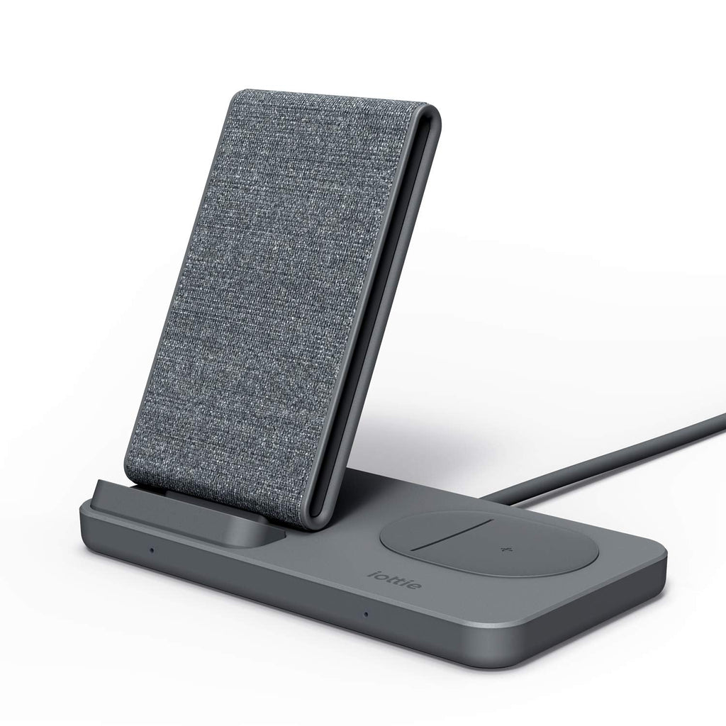  [AUSTRALIA] - iOttie iON Wireless Duo CERTIFIED BY GOOGLE 10W Stand + 5W Pad Qi-Certified Charger | MADE FOR GOOGLE | Compatible with Google, Google Pixel, Pixel Buds | Includes Power Cable & Adapter | Dark Grey