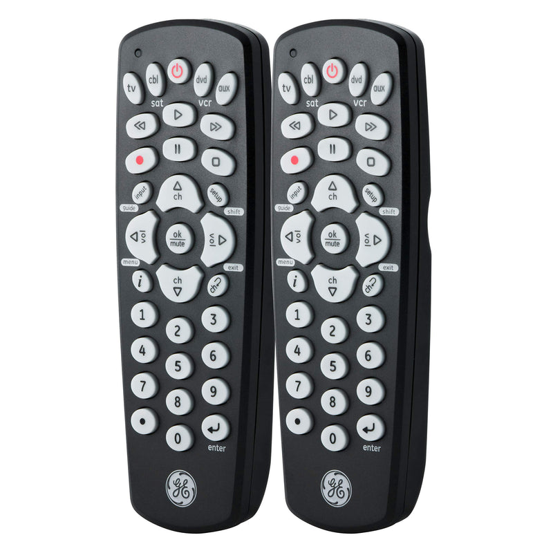 GE Universal Remote Control, 2 Pack, Works for Samsung, Vizio, LG, Roku, Apple TV, Smart TVs, Streaming Players, Blu-Ray, DVD, 4-Device, Black, 56161 4-Device 2 Pack - LeoForward Australia