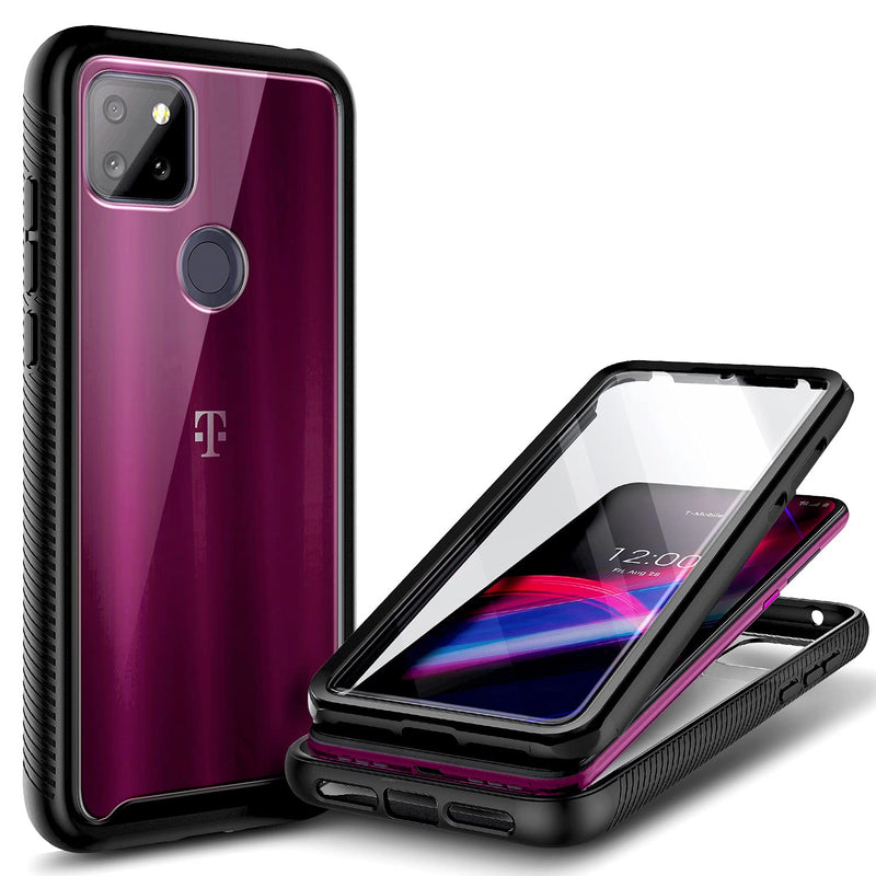  [AUSTRALIA] - NZND Case for T-Mobile REVVL 5G with Built-in Screen Protector, Full-Body Protective Shockproof Rugged Bumper, Impact Resist Durable Phone Case Cover -Black Black