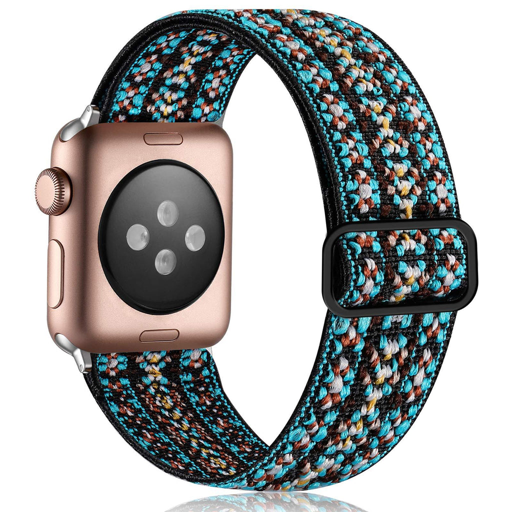 Vcegari Stretchy Loop Band Compatible for Apple Watch 38mm 40mm, Adjust Sport Elastic Nylon Replacement Wristband for iWatch SE Series 6 5 4 3 2 1, Aztec Blue 38/40MM - LeoForward Australia
