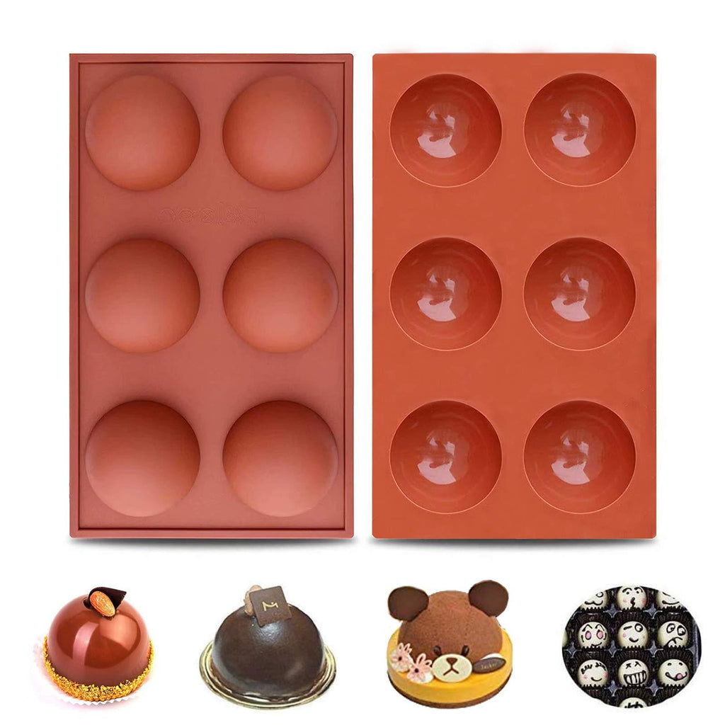  [AUSTRALIA] - Hot Chocolate Bomb Mold Large Chocolate Mold Sphere Silicone Mousse Mold Ball for Baking, 6 Holes Half-Sphere Silicone Mold Cupcake Baking Pan for Making Chocolate, Cake, Jelly, Dome Mousse 2PCS