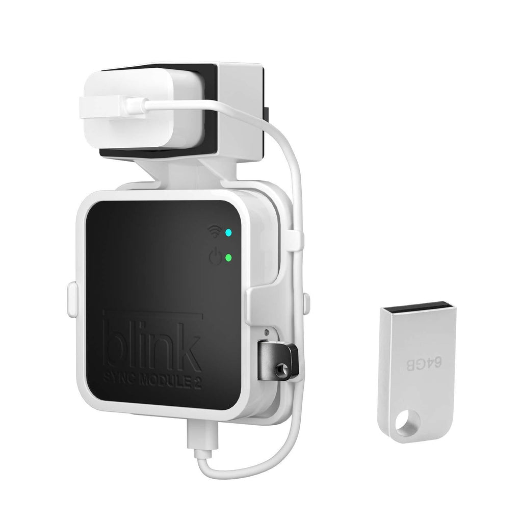 Outlet Wall Mount and 64GB USB Flash Drive for Blink Sync Module 2,Simple Mount Bracket Holder for All-New Blink Outdoor Blink Indoor Home Security Camera with Easy Mount Short Cable - LeoForward Australia