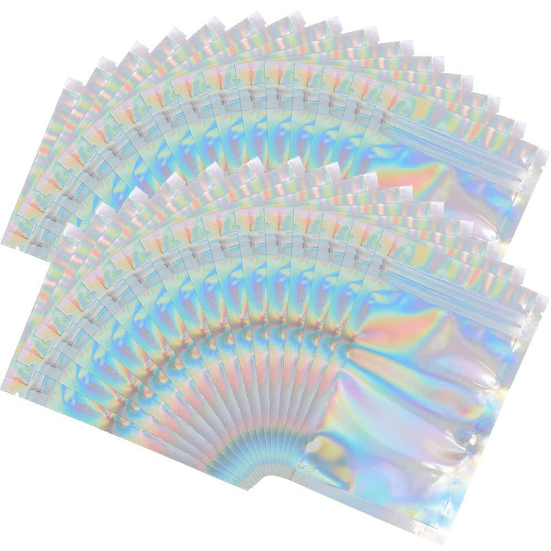  [AUSTRALIA] - 100 Pieces Mylar Holographic Resealable Bags - 3 x 4" Smell Proof Bags- Sealable Heat Seal Bags for Candy and Food Eyelash Lip Gloss Packaging, Medications and Vitamins, Foil Pouch Ziplock Bags for Party Favor Food Storage (Holographic Color, 3 x 4 Inch)