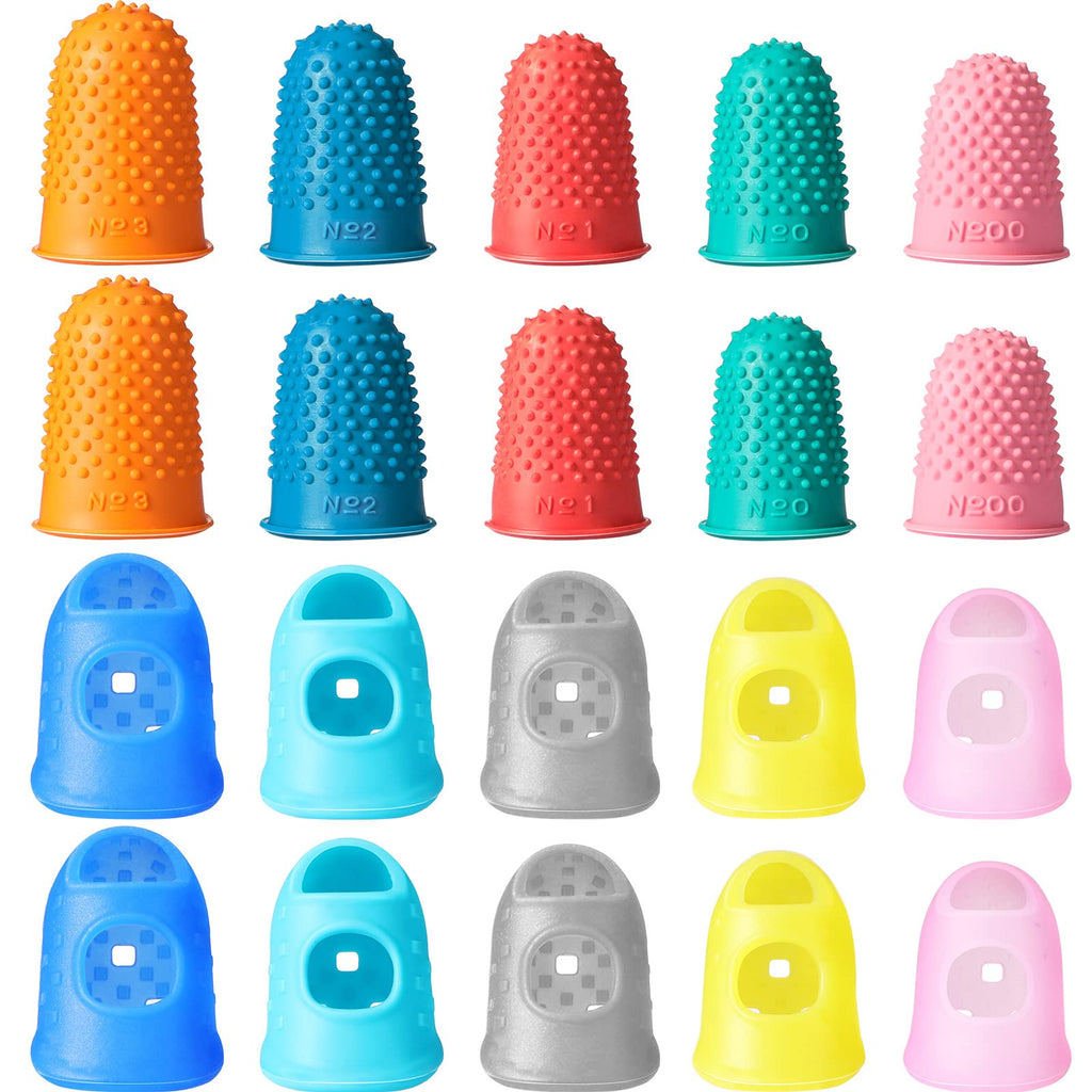  [AUSTRALIA] - 20 Pieces Rubber Finger Tips Guard 5 Sizes Non-Slip Finger Pads Grips Assorted Colors Finger Protector Covers for Sorting Task, Paperwork, Cutting, Wax Carving (XS/S/M/L/XL)