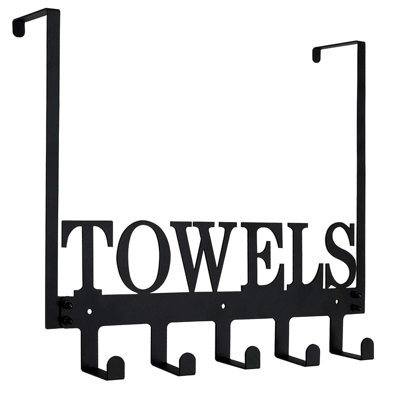  [AUSTRALIA] - MINCORD Over The Door Hook Hanger, Bathroom Towel Racks Wall Mount for Towels, Robes, Bag, Coats, Hats, Keys | Heavy-Duty Hanging Towel Rack Organizer | Outdoor Pool Towel Holder 5 Hooks Black