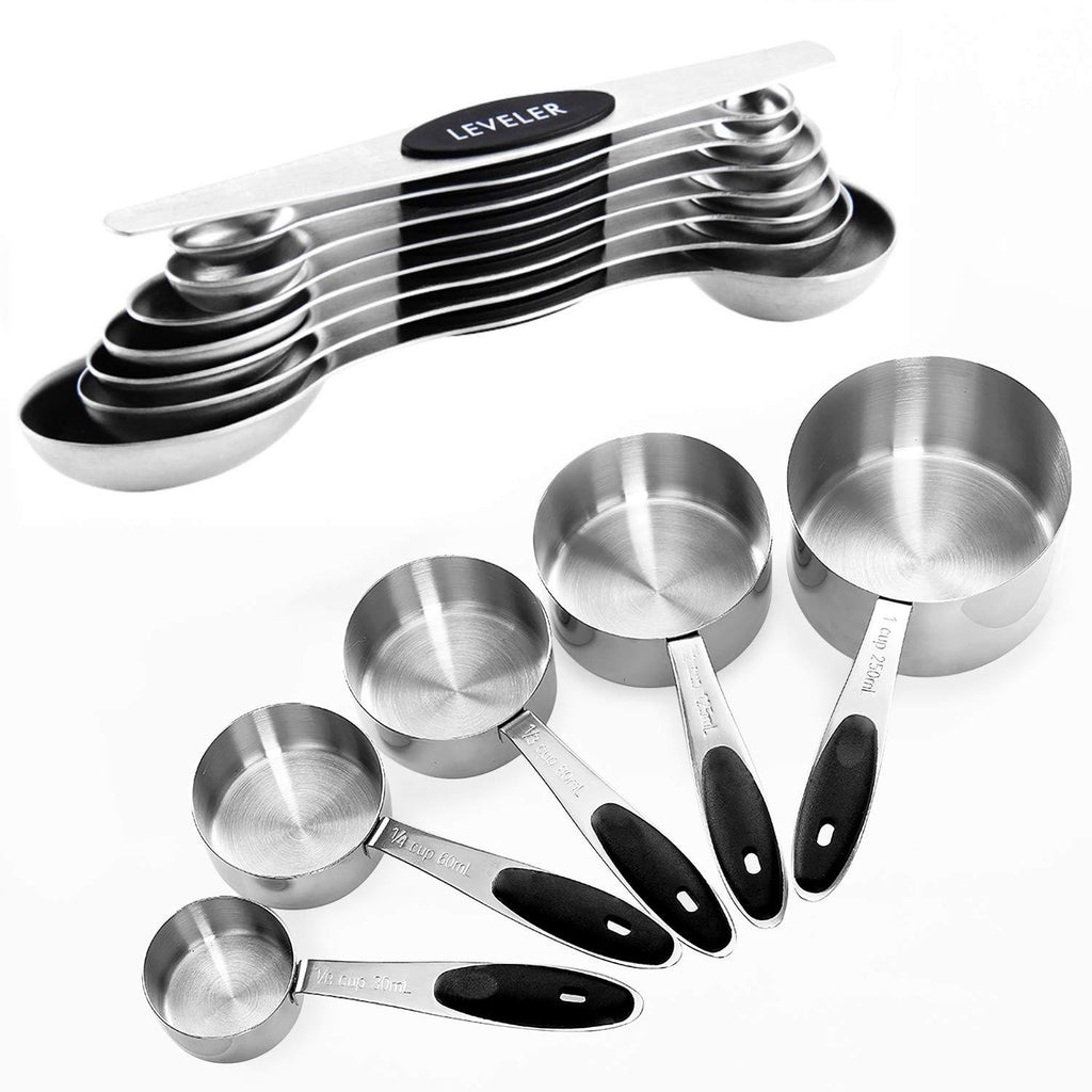  [AUSTRALIA] - Warmheart Measuring Cups and Magnetic Measuring Spoons Set, Stainless Steel 5 Cups and 7 Spoons and 1 Levele (13 Measuring Cups Set) 13 Measuring Cups Set