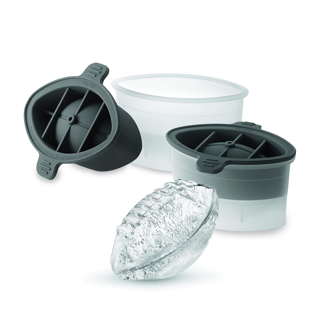  [AUSTRALIA] - Tovolo Football Ice Molds, Set of 2 Football-Shaped Ice Molds, Stackable Sports Ice Molds, Sports-Themed Ice Makers, Giftable Sports Whiskey Ice Ball Molds, BPA-Free & Dishwasher-Safe, frost/charcoal