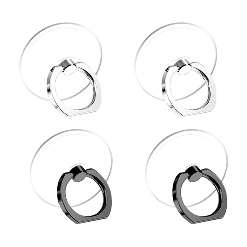 Jsoerpay Cell Phone Ring Holder, Transparent Phone Ring 360°Rotation Finger Ring for Phone, Clear Phone Ring Finger Kickstand Compatible with Most of Phones, Tablet and Case, (2 Silver+2 Black) - LeoForward Australia