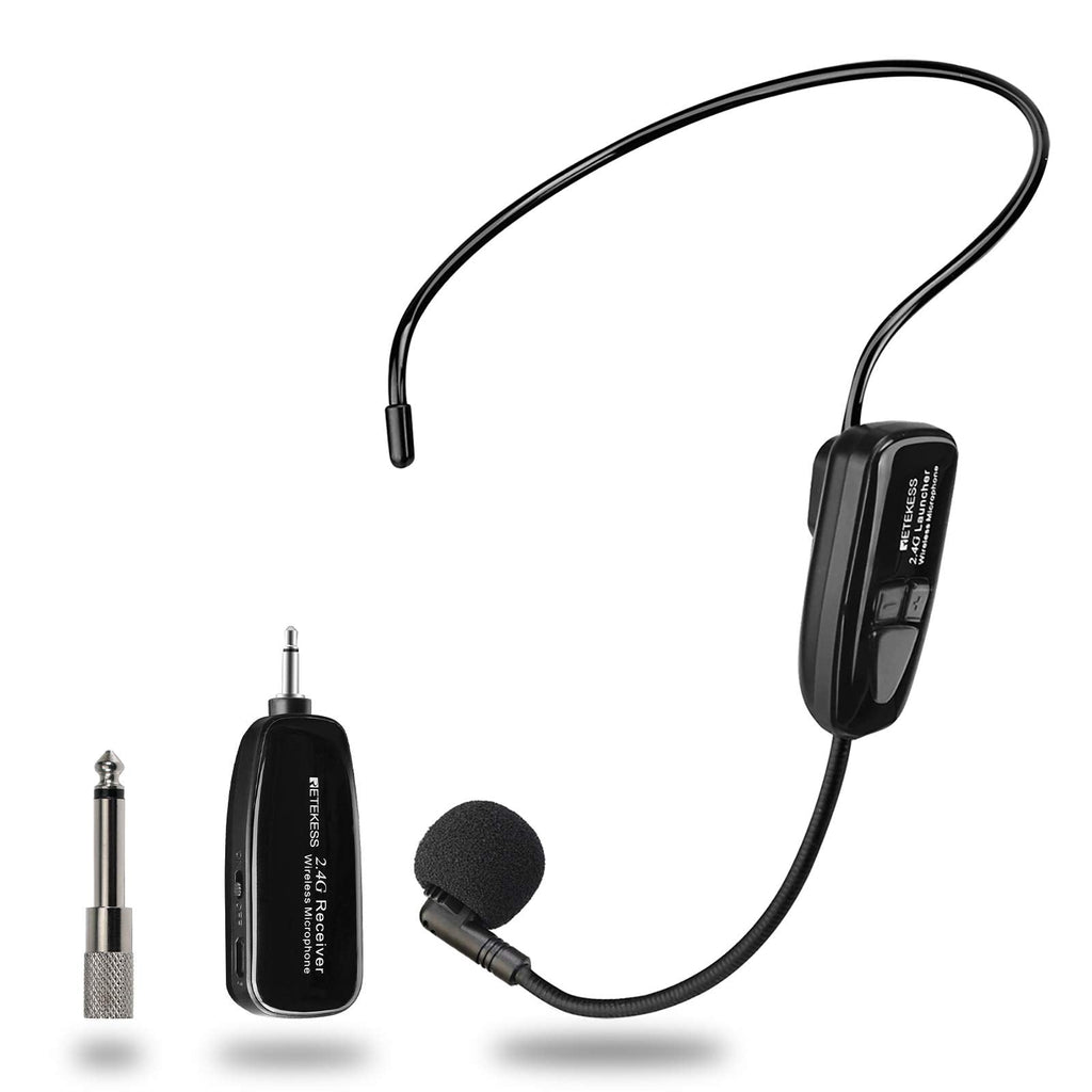  [AUSTRALIA] - Retekess TT123 Wireless Microphone Headset,2.4G Wireless Headset Mic System,164ft,Headset and Handheld 2 in 1,for Voice Amplifier,Window Speaker,PA System,Yoga Fitness(Incompatible Phone,Laptop)