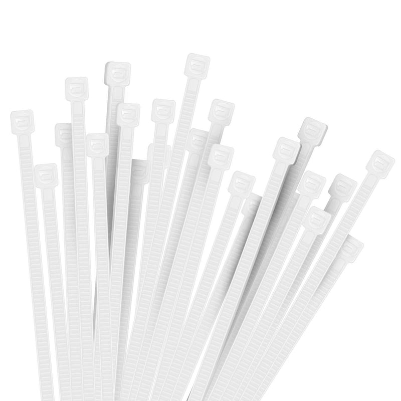  [AUSTRALIA] - Hmrope 100pcs Cable Zip Ties White Heavy Duty 12 Inch, Premium Plastic Wire Ties Clear with 50 Pounds Tensile Strength, Self-Locking Nylon White Zip Ties for Indoor and Outdoor