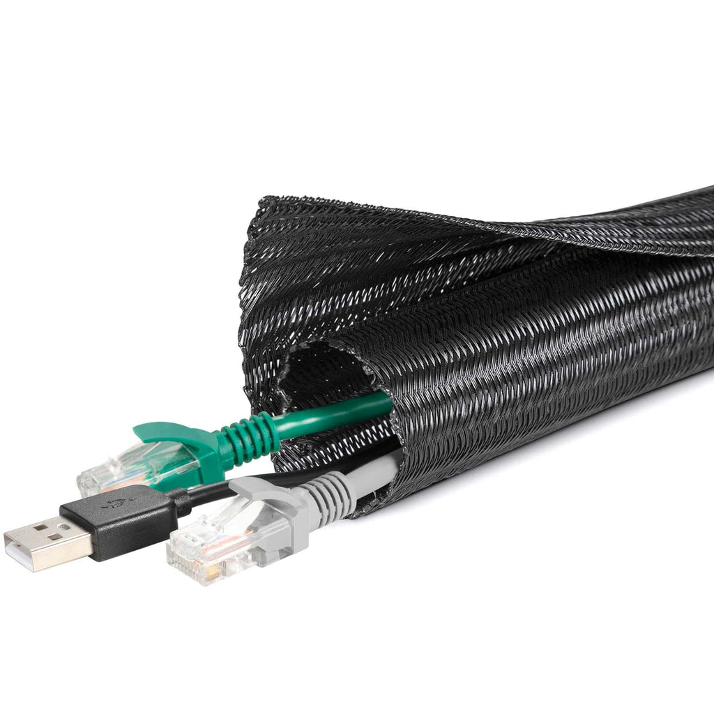  [AUSTRALIA] - Yecaye 26ft - 3/4 inch Cable Management Sleeves, Cord Protector Wire Loom Tubing, Split Cable Sleeve for Wire, USB Cable and Audio Video Cable – Protect Pet from Chewing Cords - Black 3/4"-26ft