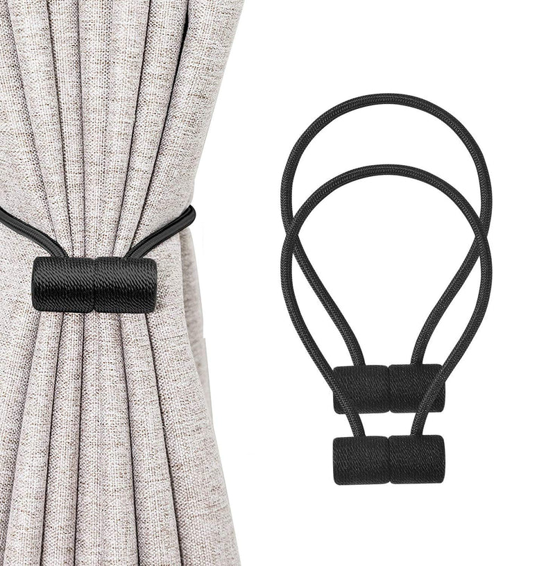 [AUSTRALIA] - UNeeKoo 2 Magnetic Curtain Tiebacks- Drapery Holdbacks, Tie Backs Holdback for Blackout Sheer Window Treatment, Upgrade 2020 (2, Black)