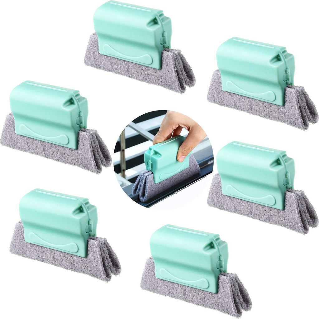  [AUSTRALIA] - 6 Pieces Creative Window Groove Cleaning Brush Magic Window Cleaning Brush Hand-held Groove Cleaner Scouring Crevice Brush for Door, Window Slides and Gaps (Light Blue)