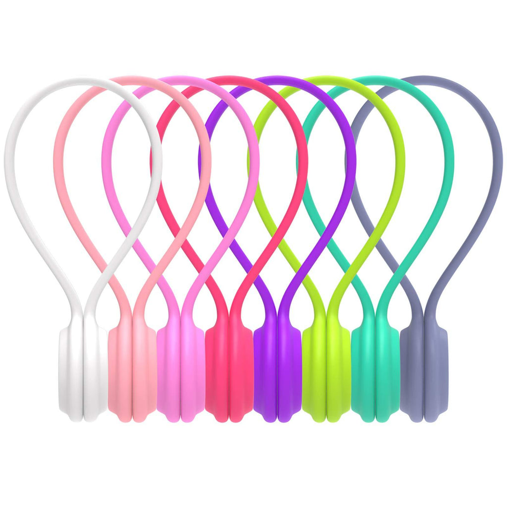 8 Pack Magnetic Twist Ties, Silicone Magnetic Cable Ties Clips for Cord Keeper, Strong Holding Stuff for Bunding and Organizing Cables, Cable Organizer for Home, Kitchen, Office, School(8 Colors) C-multicolored - LeoForward Australia