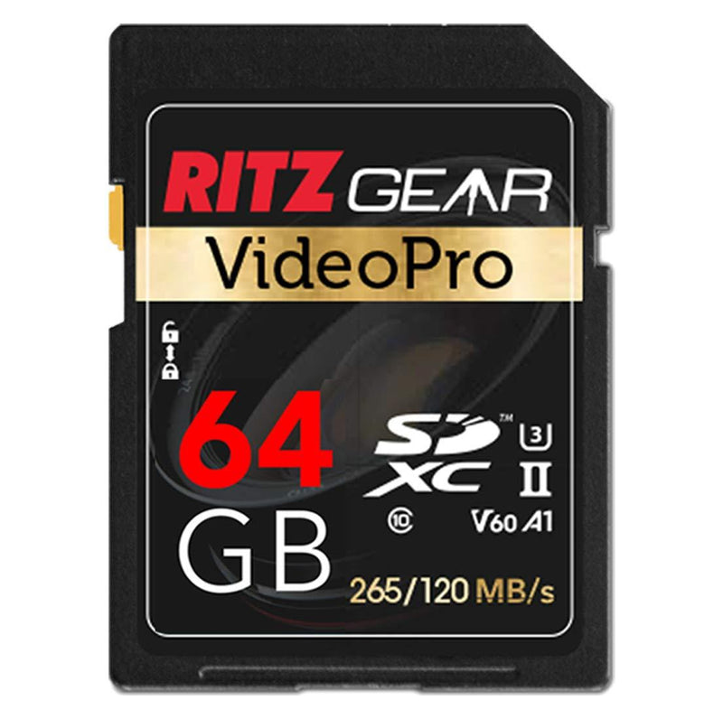  [AUSTRALIA] - Video Pro SD Card UHS-II 64GB SDXC Memory Card U3 V60 A1, Extreme Performance Professional Sd-Card (R 265mb/s 120mb/s W) for Advanced DSLR,Well-Suited for Video, Including 4K,8K, 3D, Full HD Video 1 Pack Standard Packaging