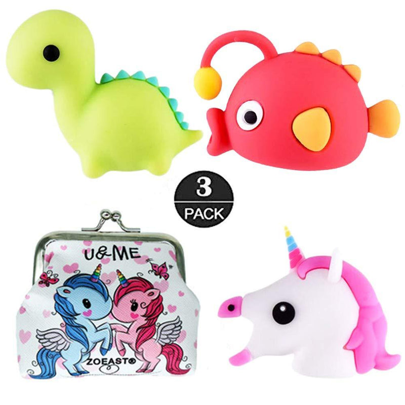 ZOEAST(TM) 3pcs Cartoon Animal Fruits Protector USB Charger Saver Charging Data Earphone Line Protector Compatible with All iPhone iPad iPod and Most Android Phones (Dinosaur Fish Unicorn) Dinosaur Fish Unicorn - LeoForward Australia