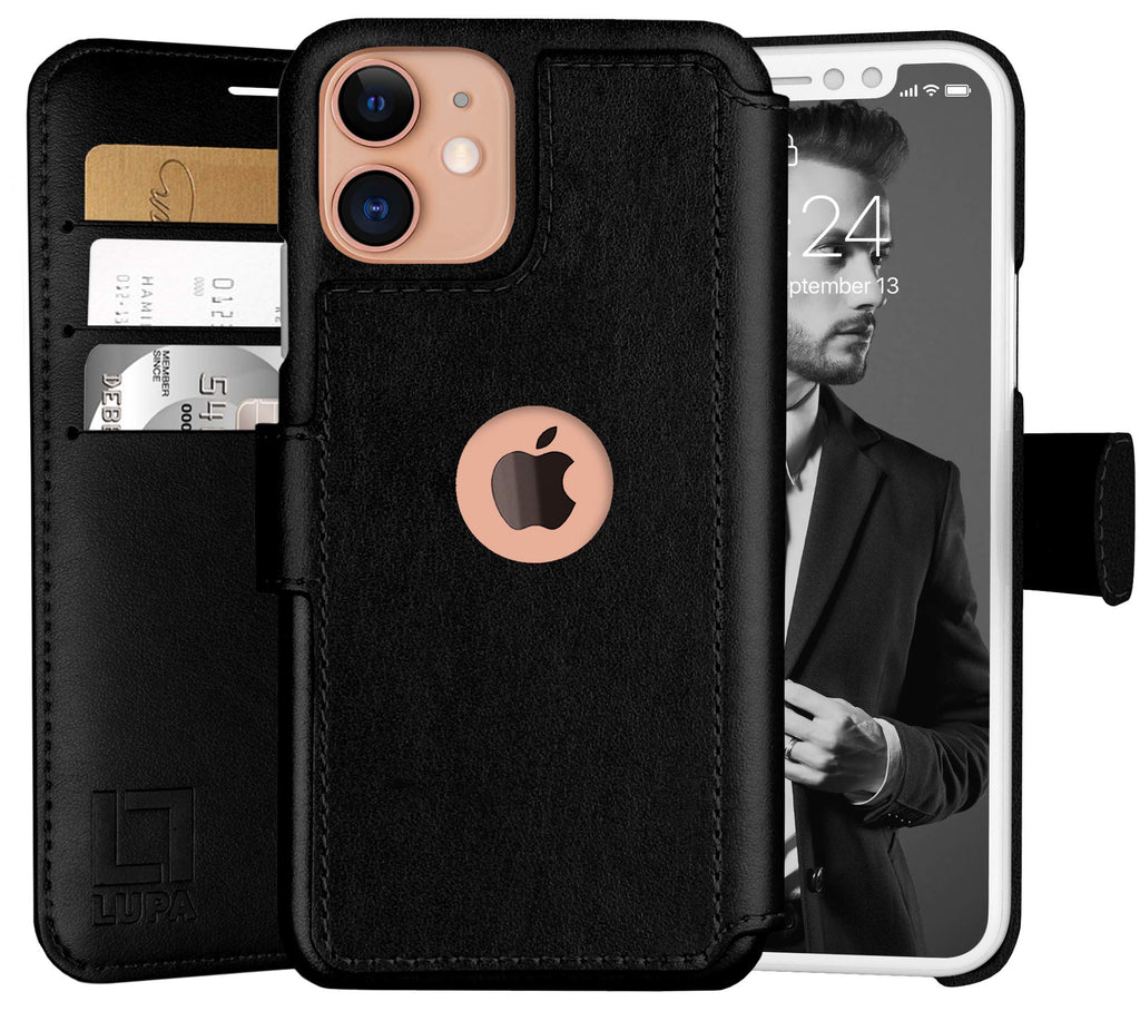  [AUSTRALIA] - LUPA iPhone 12 Mini Wallet Case -Slim iPhone 12 Mini Flip Case with Credit Card Holder, for Women & Men, Faux Leather iPhone 12 Mini Purse Cases with Magnetic Closure, Black iPhone 12 Mini (5.4 Inch diagonal screen size)